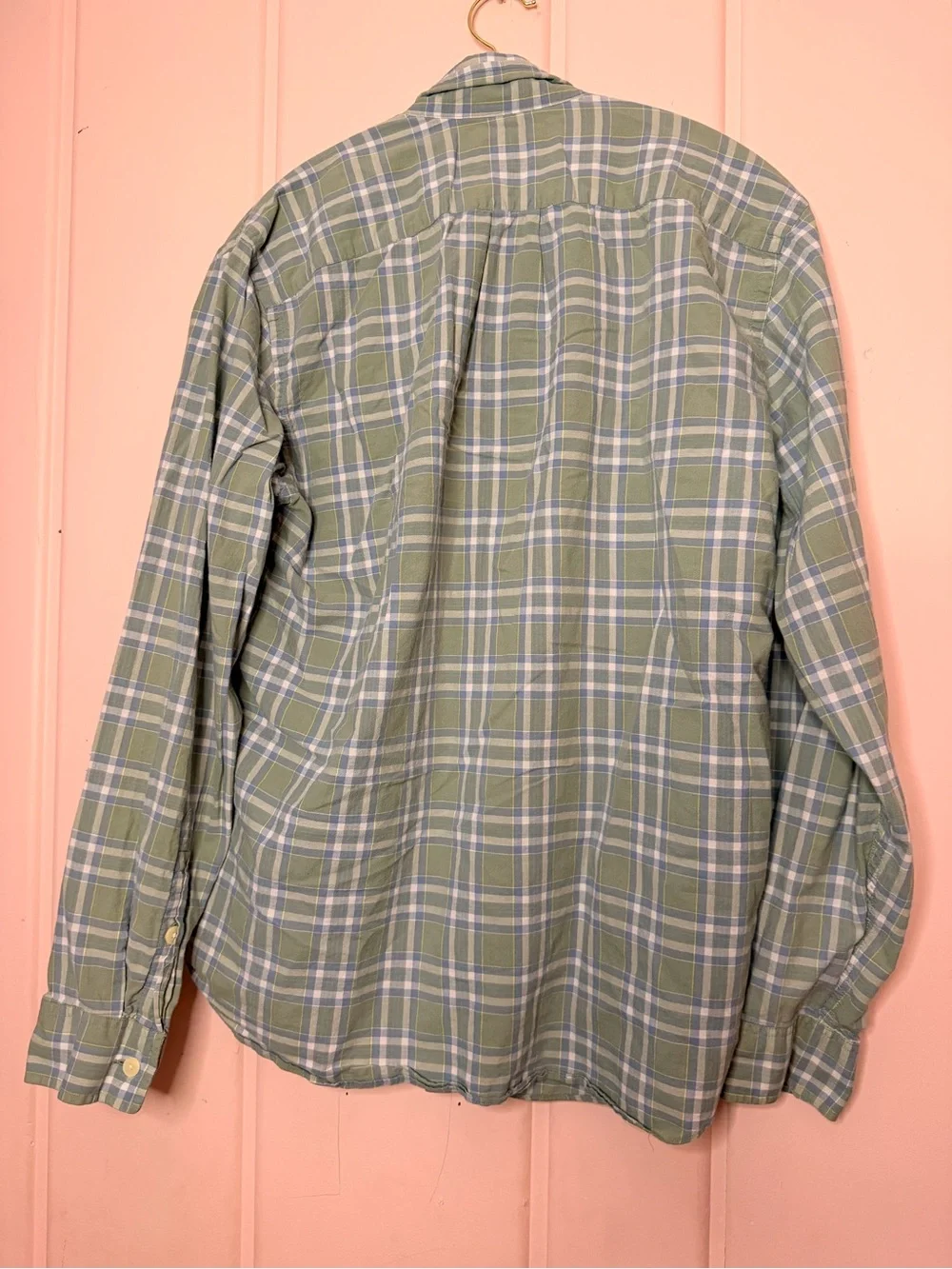 J. Crew 100% cotton Madras Green and White Plaid Button-Down Shirt szM